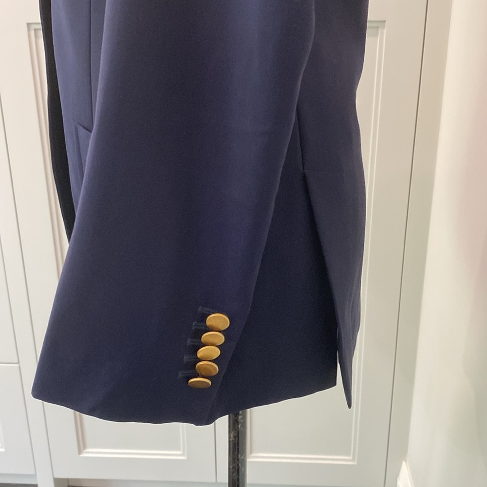 GUCCI Navy Wool Mohair Peak Lapel Blazer Gold Button 38 M - Picture 9 of 16